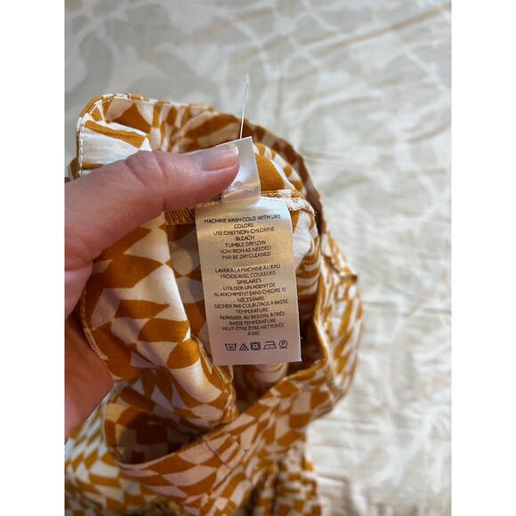 Free People Menorca Cropped Wide Leg Printed Pants & Orange & White Rare - Picture 7 of 11